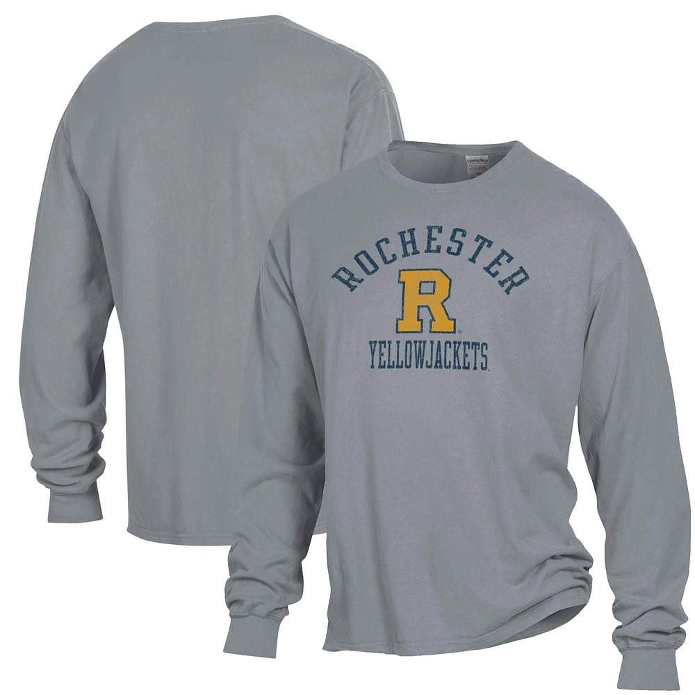 Men's ComfortWash Gray Rochester Yellow Jackets Garment Dyed Long Sleeve T-Shirt