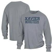 Men's ComfortWash Gray Xavier Musketeers Garment Dyed Long Sleeve T-Shirt