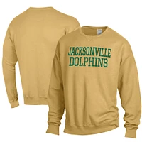 Men's ComfortWash Gold JU Dolphins Garment Dyed Fleece Crewneck Pullover Sweatshirt