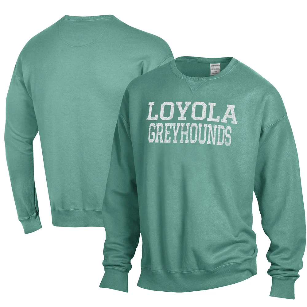 Men's ComfortWash Loyola Greyhounds Garment Dyed Fleece Crewneck Pullover Sweatshirt