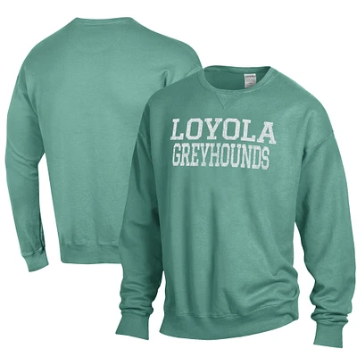 Men's ComfortWash Loyola Greyhounds Garment Dyed Fleece Crewneck Pullover Sweatshirt