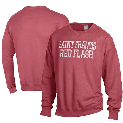Men's ComfortWash Red Saint Francis Flash Garment Dyed Fleece Crewneck Pullover Sweatshirt