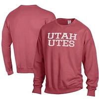 Men's ComfortWash Utah Utes Garment Dyed Fleece Crewneck Pullover Sweatshirt