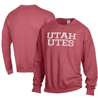 Men's ComfortWash Utah Utes Garment Dyed Fleece Crewneck Pullover Sweatshirt