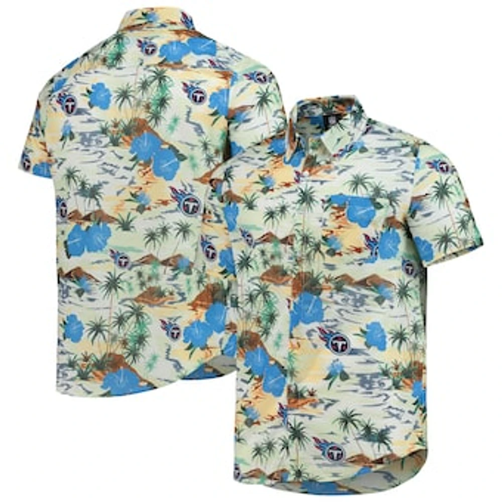 Men's FOCO Cream Tennessee Titans Paradise Floral Button-Up Shirt