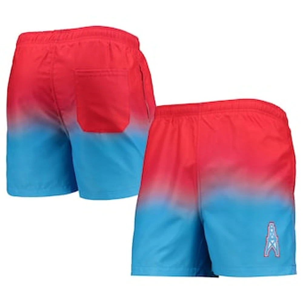 Men's FOCO Light Blue Houston Oilers Gridiron Classics Retro Dip-Dye Swim Shorts