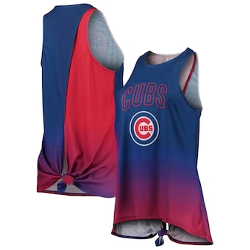 Women's FOCO Royal Chicago Cubs Gradient Tie-Back Racerback Tank Top