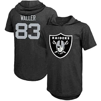 Men's Majestic Threads Darren Waller Black Las Vegas Raiders Player Name & Number Tri-Blend Hoodie T-Shirt