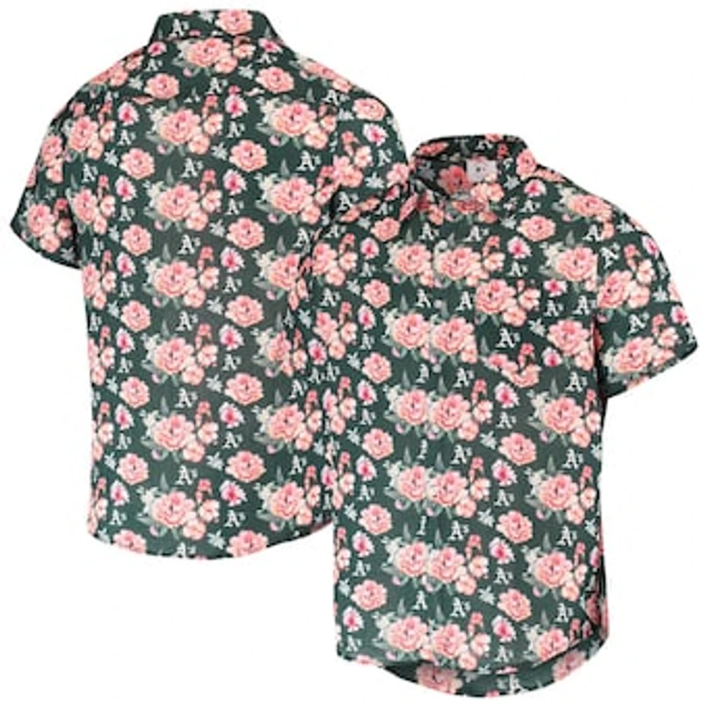 Men's FOCO Green Athletics Floral Linen Button-Up Shirt