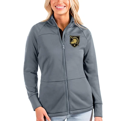 Women's Antigua Silver Army Black Knights Links Full-Zip Raglan Golf Jacket