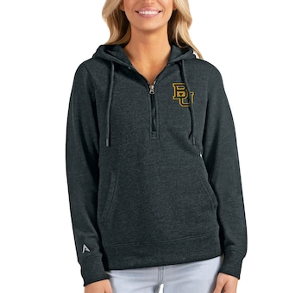 Women's Antigua Heathered Charcoal Baylor Bears Action Half-Zip Pullover Hoodie