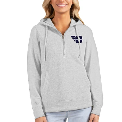 Women's Antigua Heathered Gray Dayton Flyers Action Half-Zip Pullover Hoodie