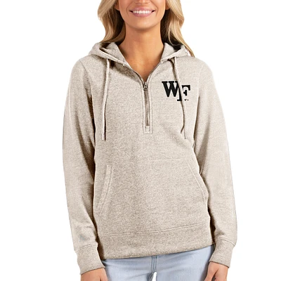 Women's Antigua Oatmeal Wake Forest Demon Deacons Action Half-Zip Pullover Hoodie