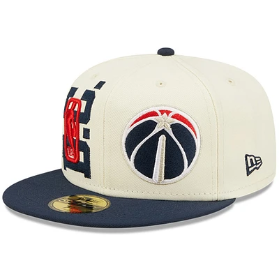 Men's New Era Cream/Navy Washington Wizards 2022 NBA Draft 59FIFTY Fitted Hat