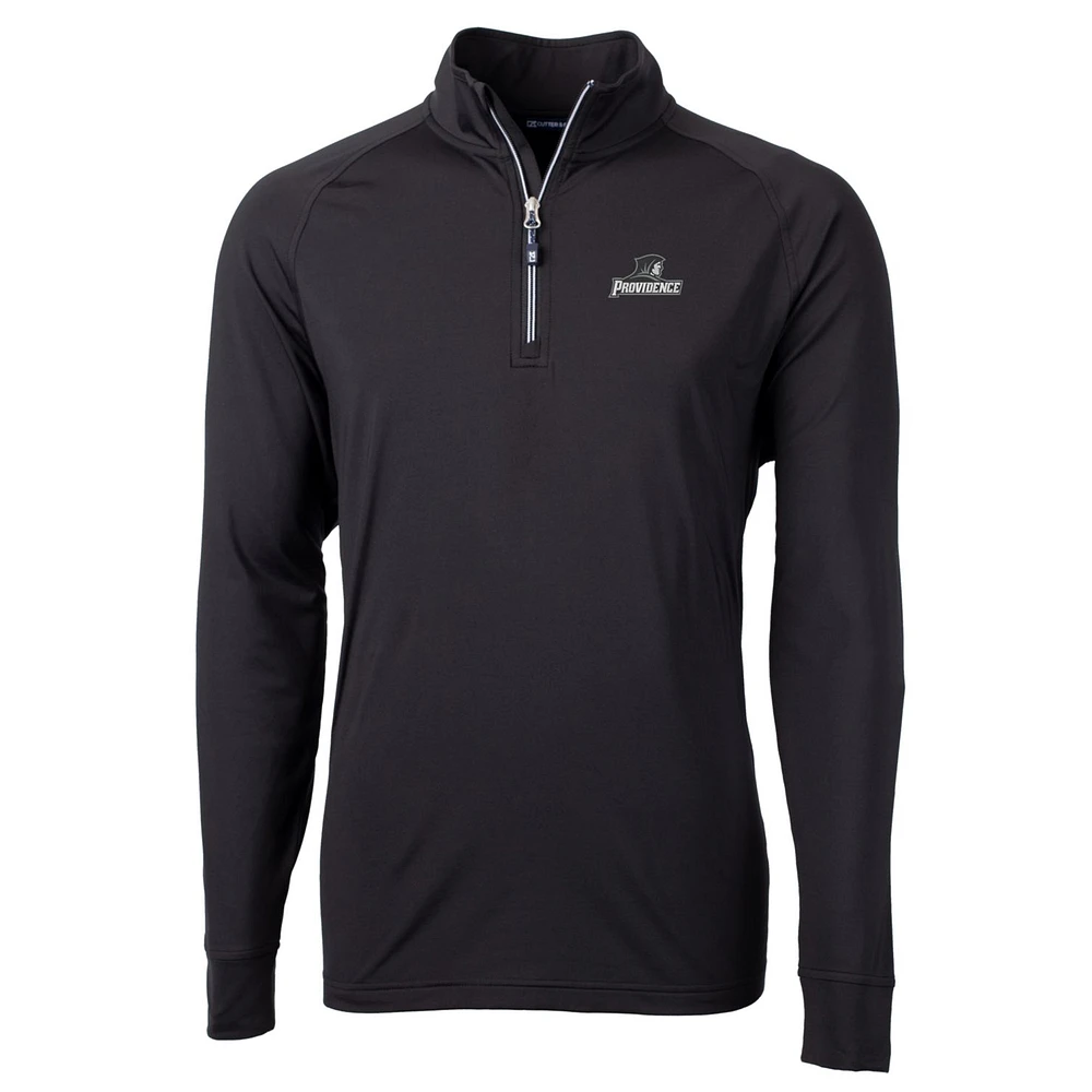 Men's Cutter & Buck Black Providence Friars Big Tall Adapt Eco Knit Quarter-Zip Pullover Jacket