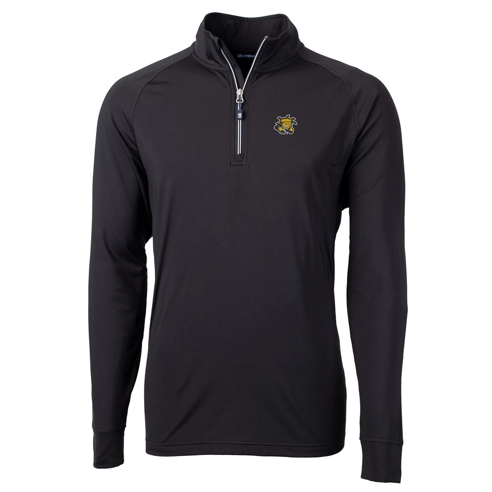 Men's Cutter & Buck Black Wichita State Shockers Big Tall Adapt Eco Knit Quarter-Zip Pullover Jacket