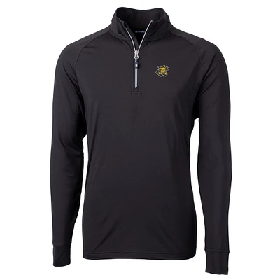 Men's Cutter & Buck Black Wichita State Shockers Big Tall Adapt Eco Knit Quarter-Zip Pullover Jacket