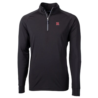Men's Cutter & Buck Black Rutgers Scarlet Knights Big Tall Adapt Eco Knit Quarter-Zip Pullover Jacket