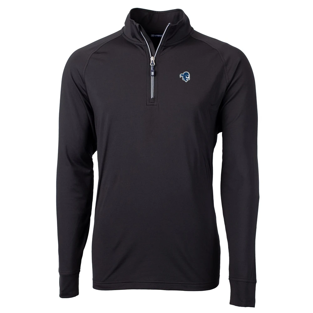 Men's Cutter & Buck Black Seton Hall Pirates Big Tall Adapt Eco Knit Quarter-Zip Pullover Jacket