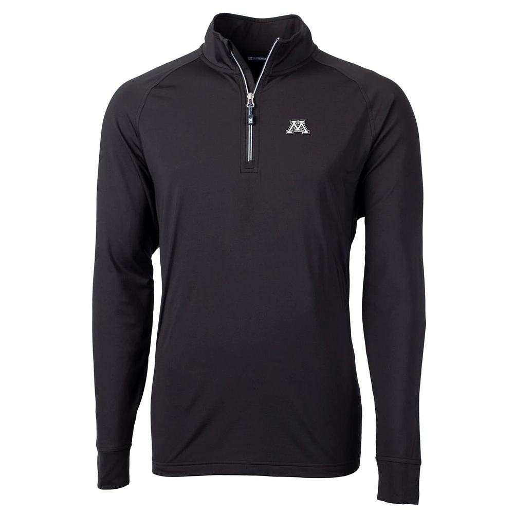 Men's Cutter & Buck Black Minnesota Golden Gophers Big Tall Adapt Eco Knit Quarter-Zip Pullover Jacket