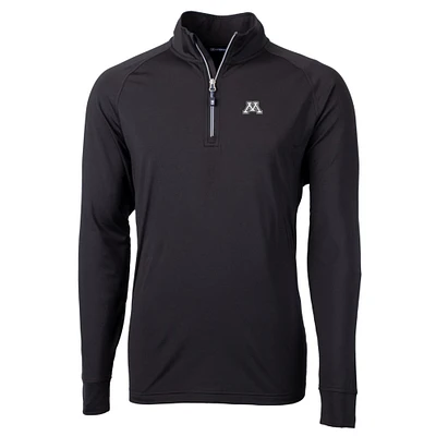 Men's Cutter & Buck Black Minnesota Golden Gophers Big Tall Adapt Eco Knit Quarter-Zip Pullover Jacket