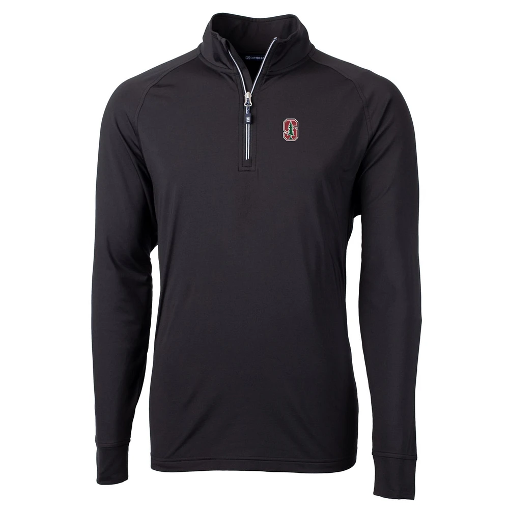 Men's Cutter & Buck Black Stanford Cardinal Big Tall Adapt Eco Knit Quarter-Zip Pullover Jacket