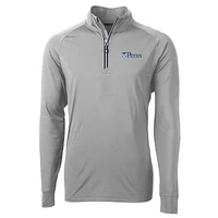 Men's Cutter & Buck Gray Pennsylvania Quakers Big Tall Adapt Eco Knit Quarter-Zip Pullover Jacket