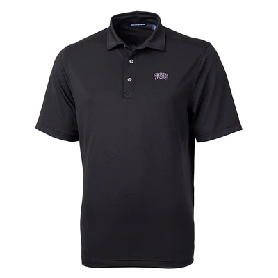 Men's Cutter & Buck Black TCU Horned Frogs Big Tall Virtue Eco Pique Recycled Polo