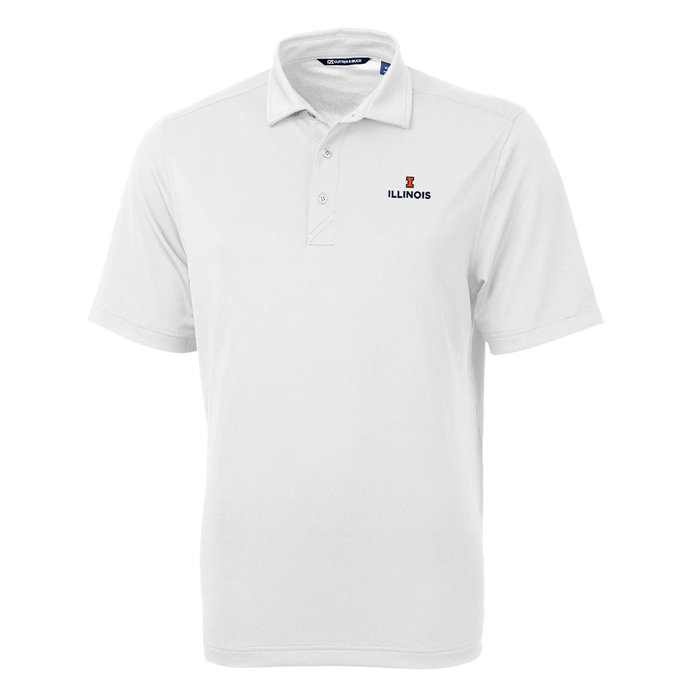 Men's Cutter & Buck White Illinois Fighting Illini Big Tall Virtue Eco Pique Recycled Polo