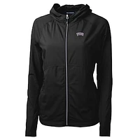 Women's Cutter & Buck Black TCU Horned Frogs Adapt Eco Knit Full-Zip Jacket