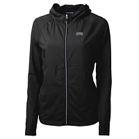 Women's Cutter & Buck Black TCU Horned Frogs Adapt Eco Knit Full-Zip Jacket