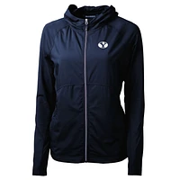 Women's Cutter & Buck Navy BYU Cougars Adapt Eco Knit Full-Zip Jacket