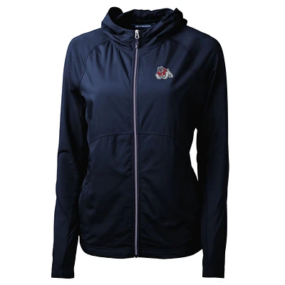 Women's Cutter & Buck Navy Fresno State Bulldogs Adapt Eco Knit Full-Zip Jacket
