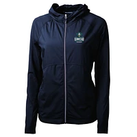 Women's Cutter & Buck Navy UNC Wilmington Seahawks Adapt Eco Knit Full-Zip Jacket