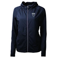 Women's Cutter & Buck Navy Howard Bison Adapt Eco Knit Full-Zip Jacket
