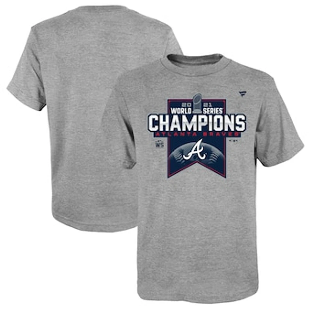 Youth Heathered Gray Atlanta Braves 2021 World Series Champions Locker Room T-Shirt