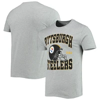 Men's Junk Food Heathered Gray Pittsburgh Steelers Helmet T-Shirt