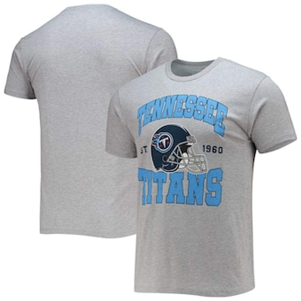 Men's Junk Food Heathered Gray Tennessee Titans Helmet T-Shirt