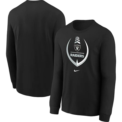 Preschool Nike Black Las Vegas Raiders Icon Football Performance Long Sleeve T-Shirt