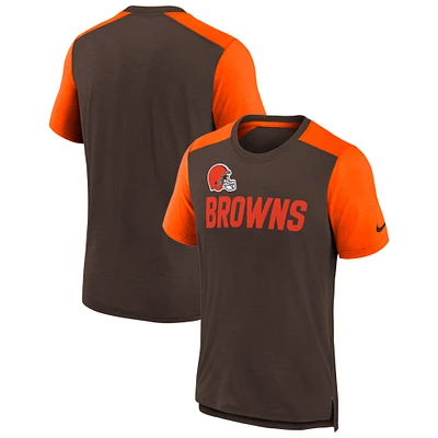 Youth Nike Heathered Brown/Heathered Orange Cleveland Browns Colorblock Team Name T-Shirt