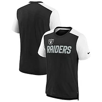 Youth Nike Heathered Black/White Las Vegas Raiders Colorblock Team Name T-Shirt