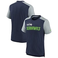 Youth Nike Heathered College Navy/Heathered Gray Seattle Seahawks Colorblock Team Name T-Shirt