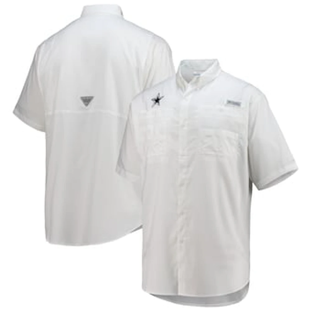 Men's Columbia White Dallas Cowboys Tamiami Omni-Shade Button-Down Short Sleeve Shirt