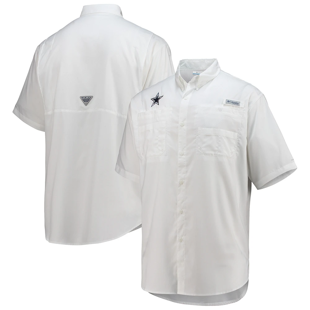 Men's Columbia White Dallas Cowboys Tamiami Omni-Shade Button-Down Short Sleeve Shirt