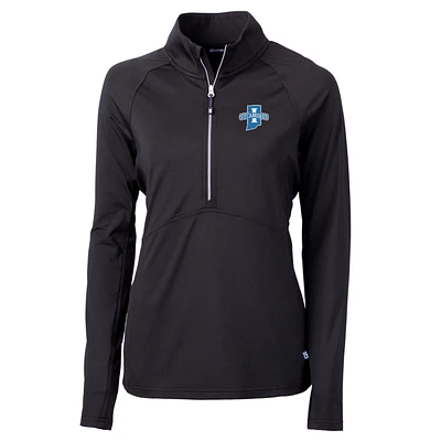 Women's Cutter & Buck Black Indiana State Sycamores Adapt Eco Knit Half-Zip Pullover Jacket
