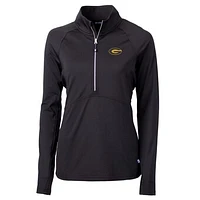 Women's Cutter & Buck Black Grambling Tigers Adapt Eco Knit Half-Zip Pullover Jacket