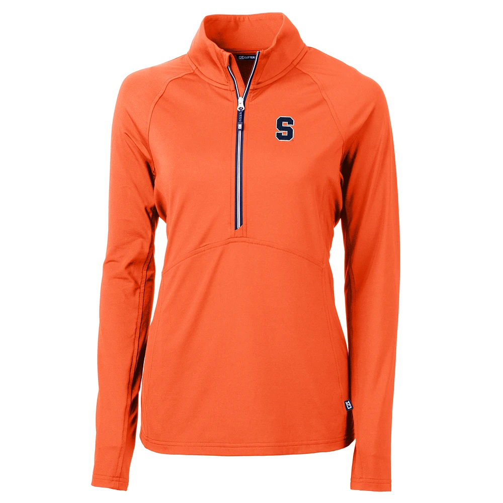 Women's Cutter & Buck Orange Syracuse Adapt Eco Knit Half-Zip Pullover Jacket