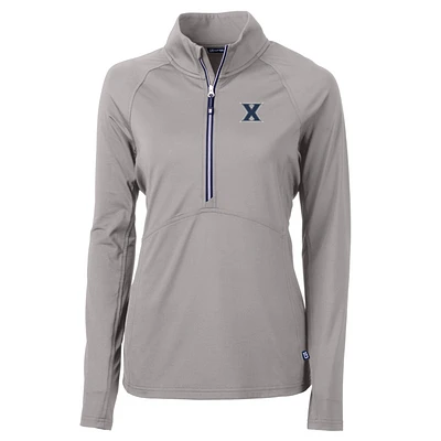 Women's Cutter & Buck Silver Xavier Musketeers Adapt Eco Knit Half-Zip Pullover Jacket