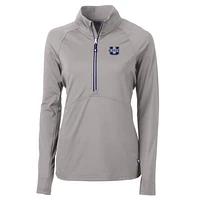 Women's Cutter & Buck Silver Utah State Aggies Adapt Eco Knit Half-Zip Pullover Jacket