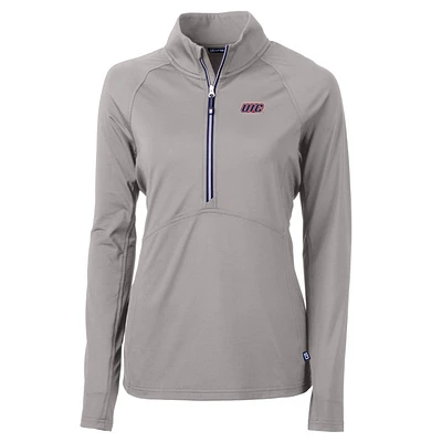Women's Cutter & Buck Silver UIC Flames Adapt Eco Knit Half-Zip Pullover Jacket